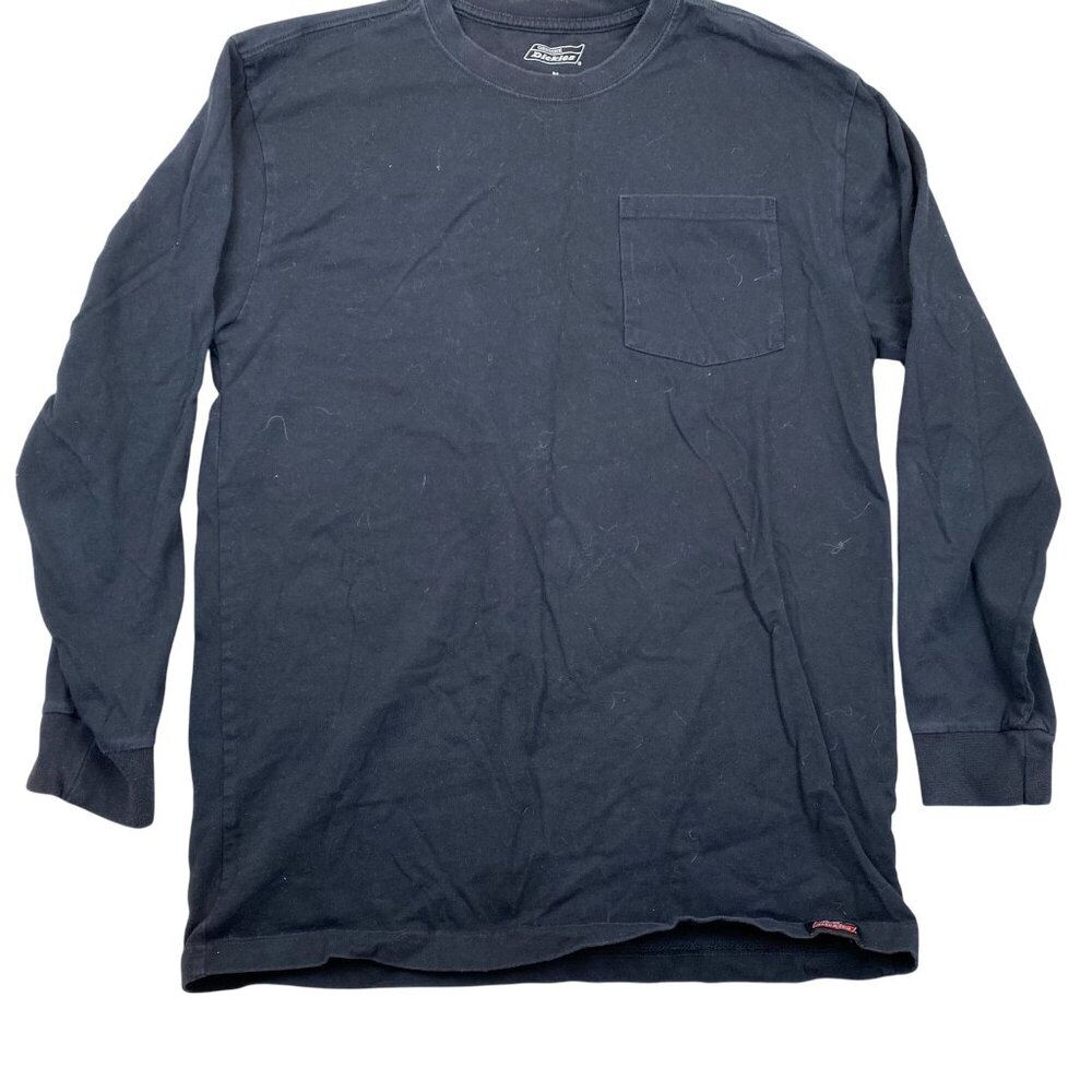 Genuine Dickies Men T-Shirt Medium Long Sleeve Pocket Tee Black Crew Neck Cotton